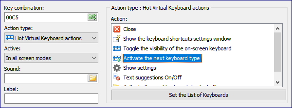 Switch between on-screen keyboards