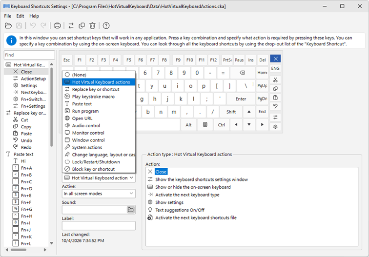Keyboard Shortcuts Settings